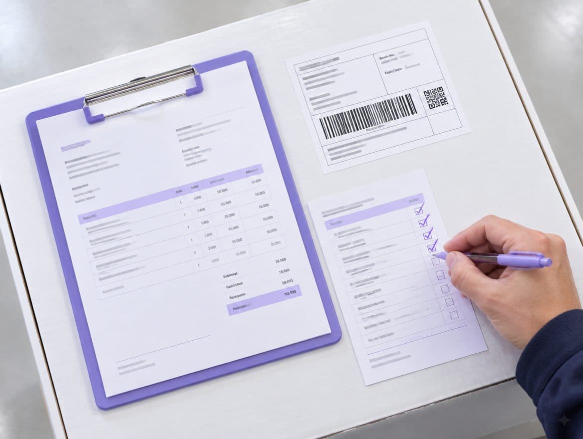 مراجعة فاتورة مقابل ملصق كرتونة